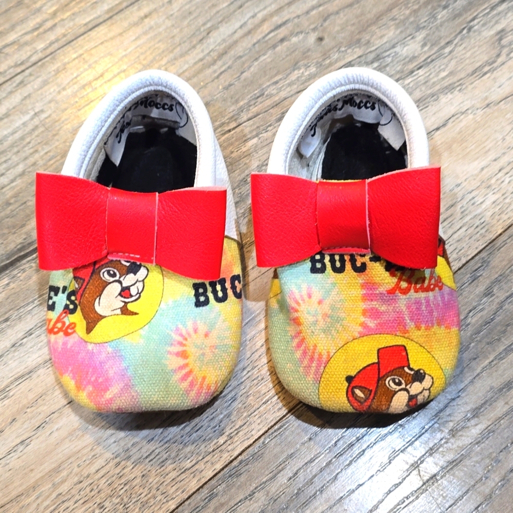 Bu-ees Colorful Baby Moccasins with Red Bow